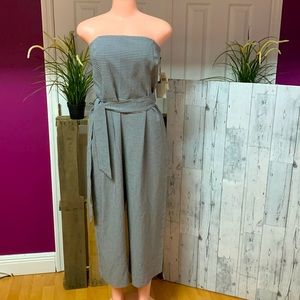 1. State woman’s Black Belted check Sleeveless Strapless wide leg Jumpsuit 12